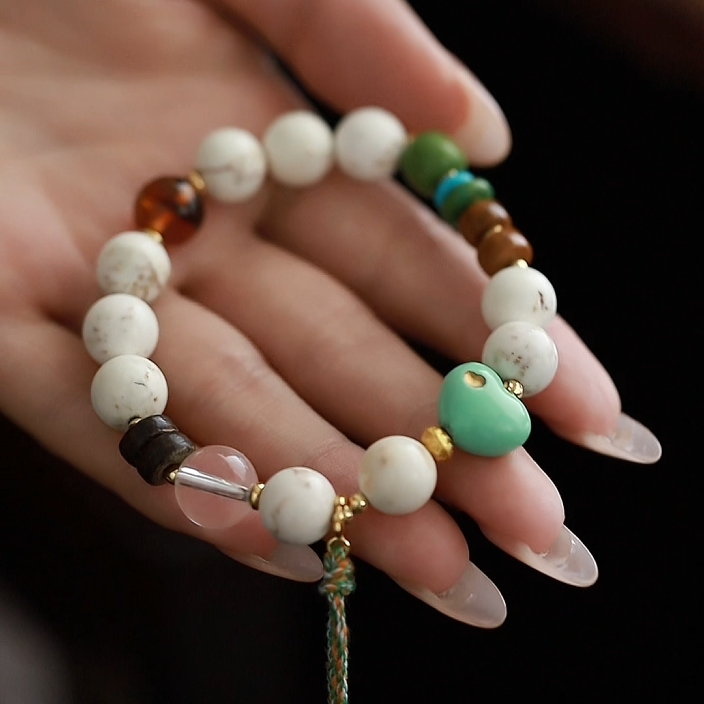 OZ Himalaya Series WH1009 Boho Howlite &Tiger's Eye Beaded Bracelet