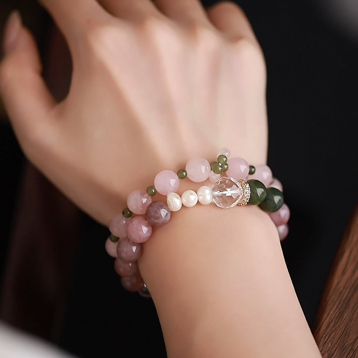 OZ Himalaya Series PK1014 Elegant Purple Lepidolite Bracelet with Pearl Accents