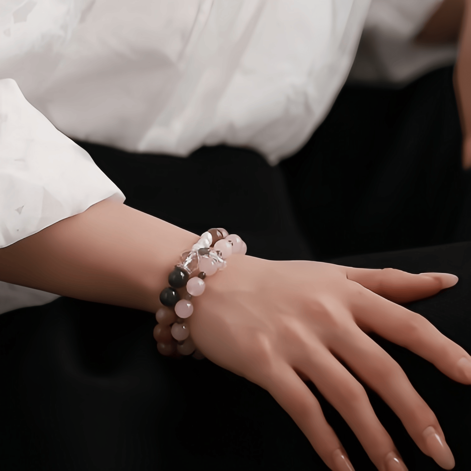 OZ Himalaya Series PK1014 Elegant Purple Lepidolite Bracelet with Pearl Accents