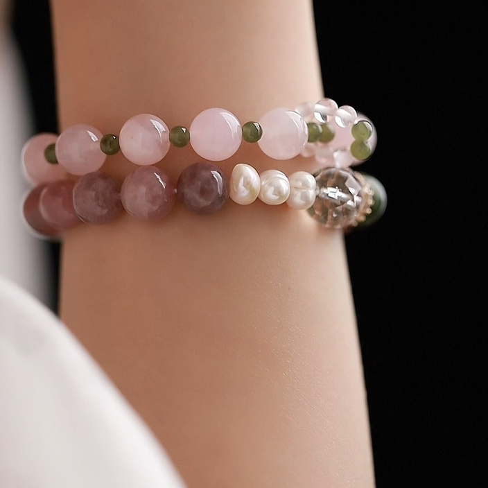 OZ Dorothy Series PK1011 Delicate Pink Quartz Jade Bracelet - Fresh & Feminine Jewelry Gift