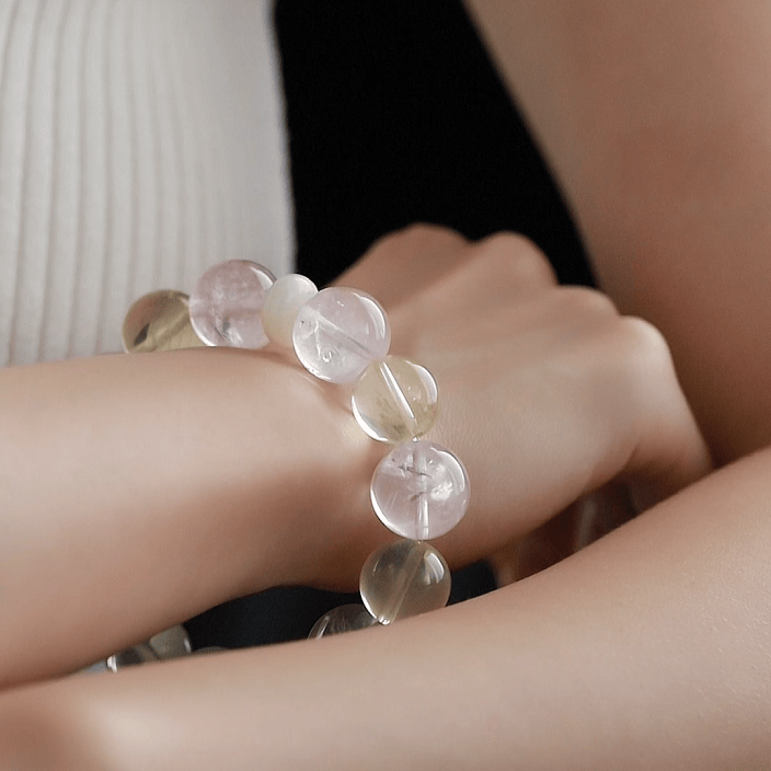 OZ Dorothy Series PK1013 Ice Cream Color Crystal Bracelet - Rose Quartz & Citrine Summer Jewelry Gift