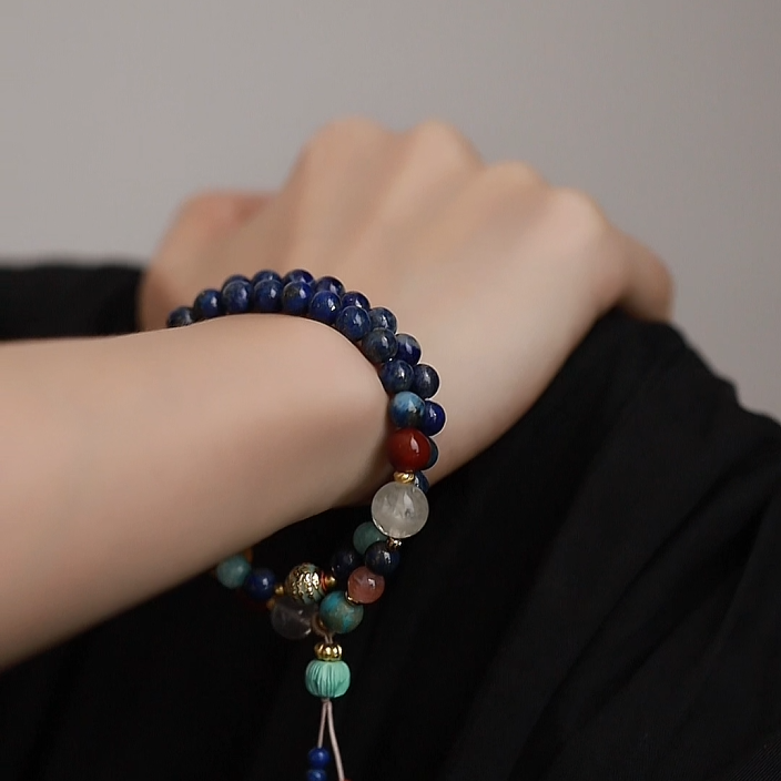 OZ Himalaya Series BU1007 Nepal Style Double Row Lapis Lazuli Bracelet - Meaningful Gift for Her