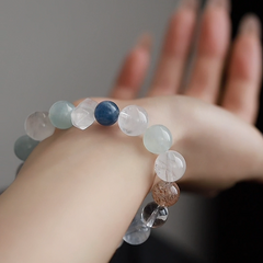OZ  Dorothy Series MC1000 Designed Elegant Blue Kyanite Clear Quartz Aquamarine Bracelet - Healing Gemstone Gift