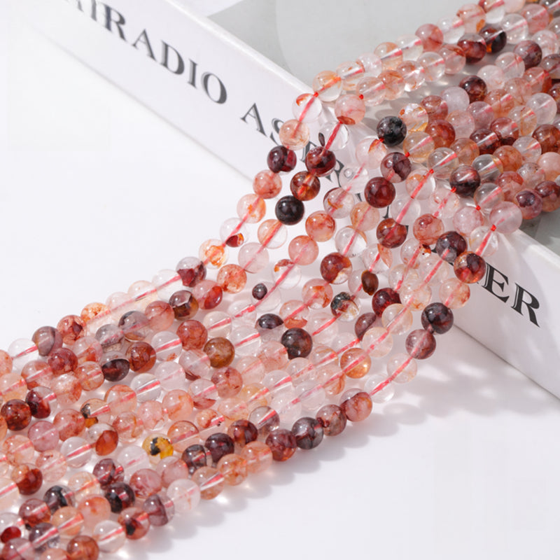OZ DIY RD6005 Red Hematoid Quartz Loose Bead