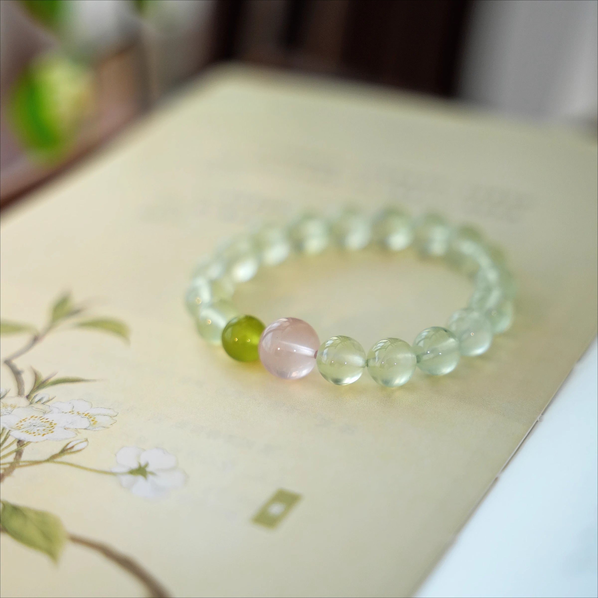 OZ Dorothy Series GN1001 Prehnite & Rose Quartz Bracelet