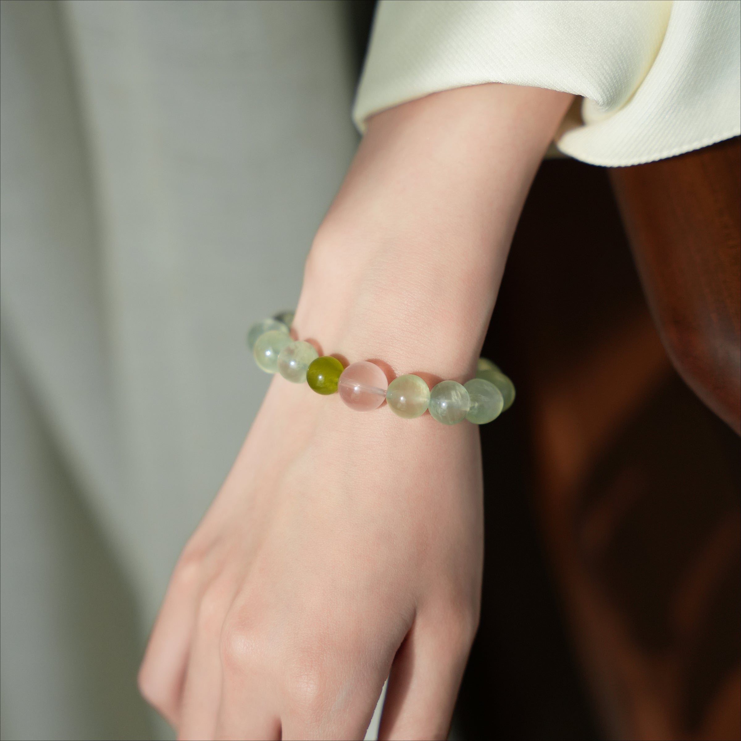 OZ Dorothy Series GN1001 Prehnite & Rose Quartz Bracelet